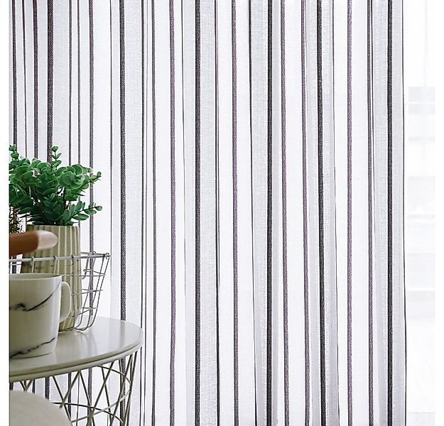 BYSURE Gardine (1 St), Ösen, halbtransparent, Gestreifte Vorhänge Landhauss günstig online kaufen