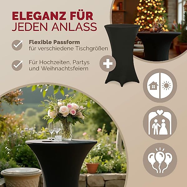 Detex Stehtischhusse, 80cm Schwarz 2er Set Rund Stehtisch Hussen Bezug Über günstig online kaufen