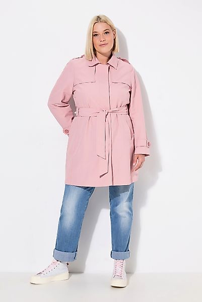 Ulla Popken Wintermantel Trenchcoat A-Linie Hemdkragen günstig online kaufen