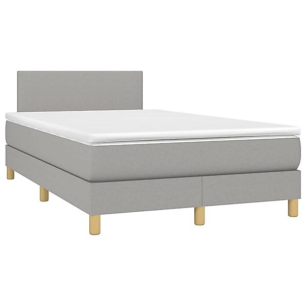 vidaXL Boxspringbett mit Matratze & LED Hellgrau 120x200 cm Stoff 3133541 günstig online kaufen