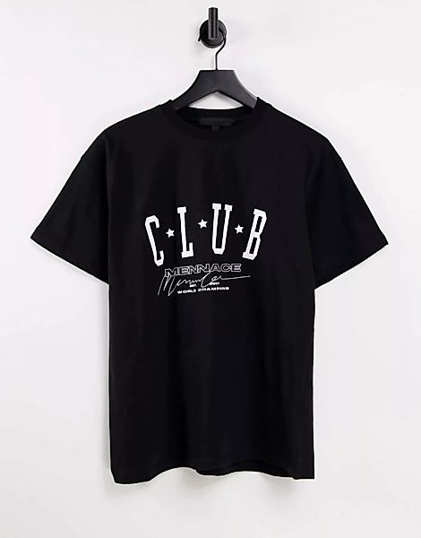 Mennace – T-Shirt in Schwarz mit „Club“-Print günstig online kaufen
