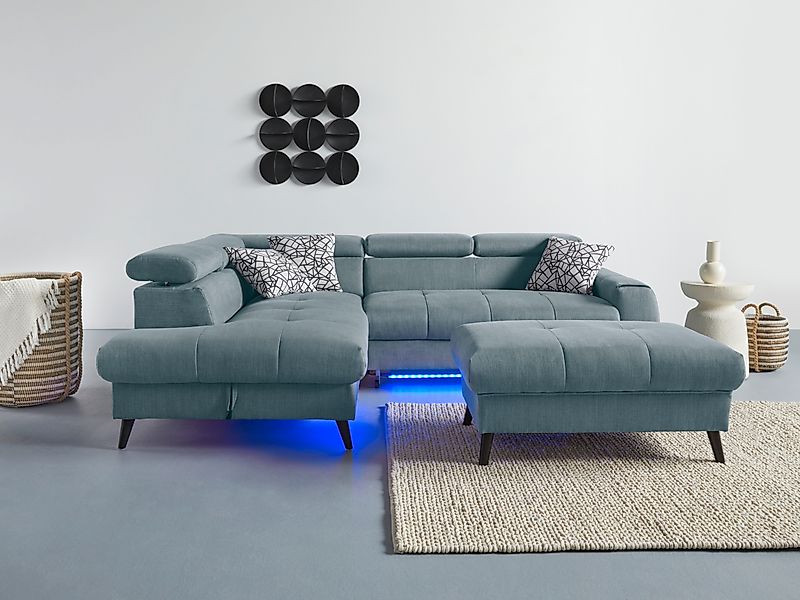 COTTA Ecksofa "Mia L-Form mit 3 Zierkissen", wahlweise mit Bettfunktion, Be günstig online kaufen
