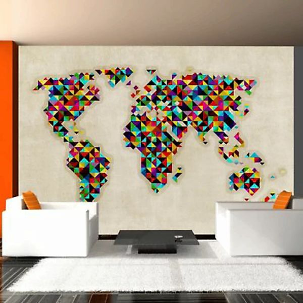 artgeist Fototapete World Map - a kaleidoscope of colors grau Gr. 200 x 154 günstig online kaufen