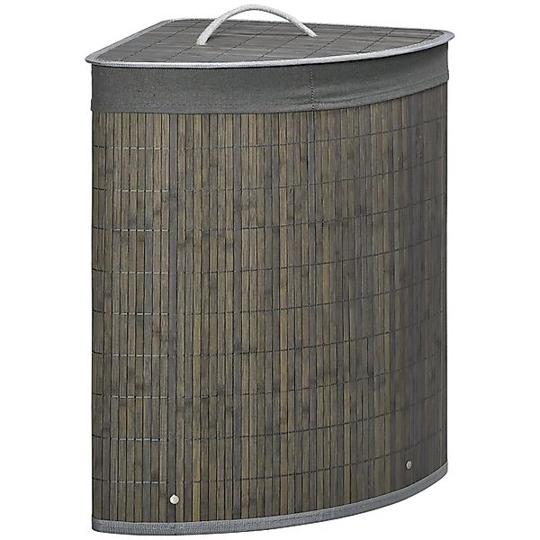 HOMCOM Wäschekorb mit Deckel 55L Bambus Grau 38L x 38B x 57H cm günstig online kaufen