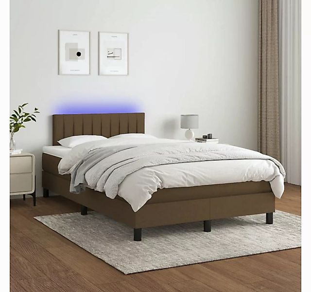 vidaXL Boxspringbett Boxspringbett mit Matratze LED Dunkelbraun 120x200 cm günstig online kaufen