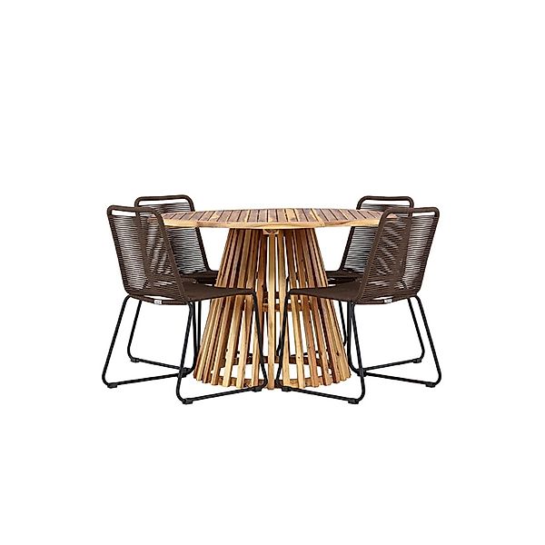 ebuy24 LumpurLindos Gartenset 1 Esstisch 4 Stühle Natur Tisch cm H75xB120xT günstig online kaufen