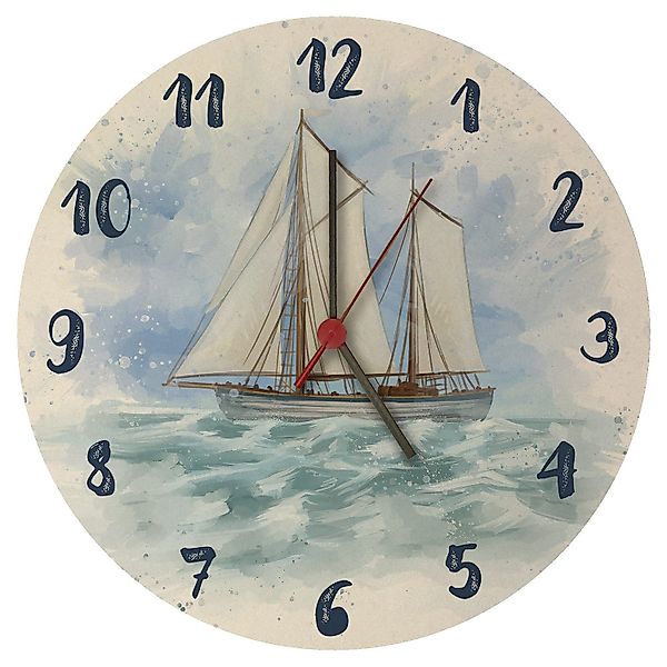speecheese Wanduhr Segelschiff Wasserfarbenoptik Wanduhr aus günstig online kaufen