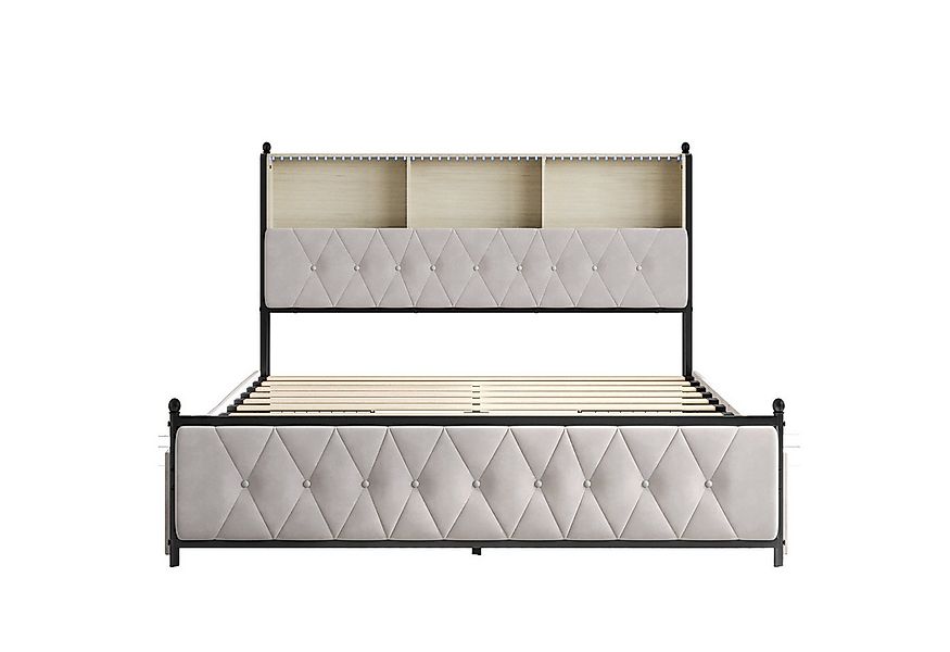Furnishings Home Polsterbett Stauraumbett Doppelbett LED (1 tlg, Mit Vier e günstig online kaufen