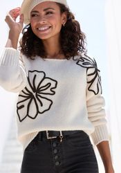 LASCANA Strickpullover mit Blumen-Applikation, Winterpullover, modisch günstig online kaufen