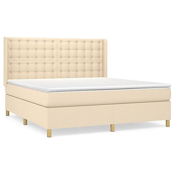 vidaXL Boxspringbett, Boxbett mit Matratze Creme 160x200 cm Stoff günstig online kaufen