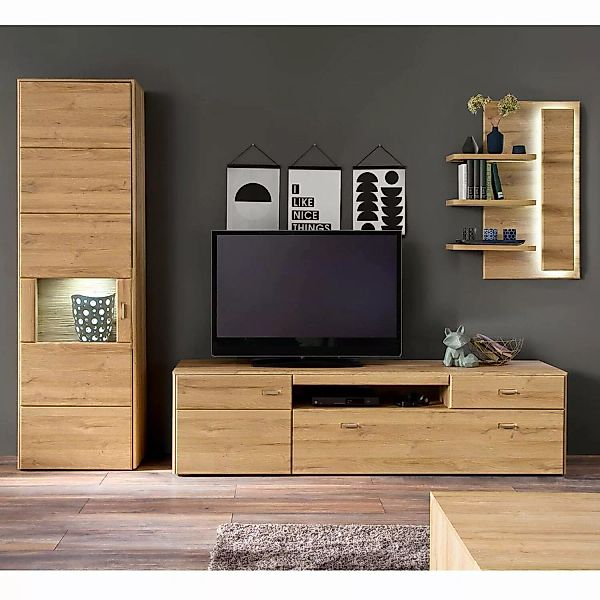 TV-Wohnwand FERROL-05 Wohnzimmer Möbel in Grandson Oak Nachbildung, optiona günstig online kaufen