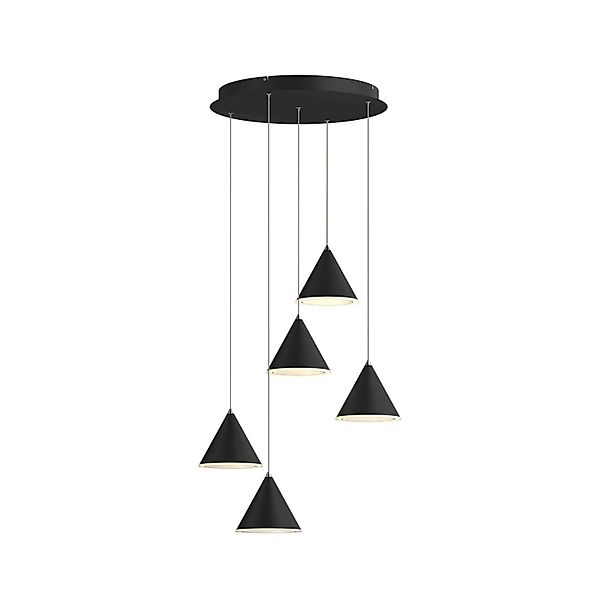 Lucande LED Livan 9624949 Modern in Schwarz aus Metall 5-flammig Wohnzimmer günstig online kaufen