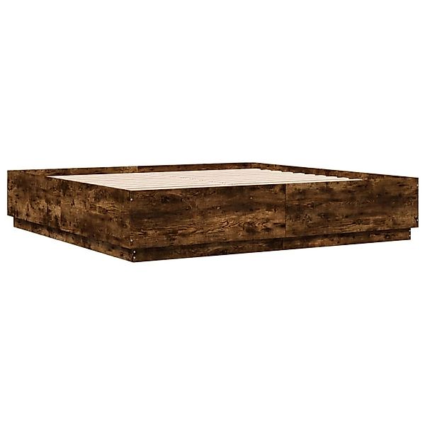 vidaXL Bettgestell mit LED Räuchereiche 200x200 cm Holzwerkstoff 3209587 günstig online kaufen