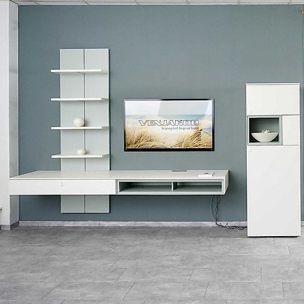 VENJAKOB Anbauschrank Wohnwand X1 Kombi X130 Lack Weiß Und Lack Jadegrün Ma günstig online kaufen