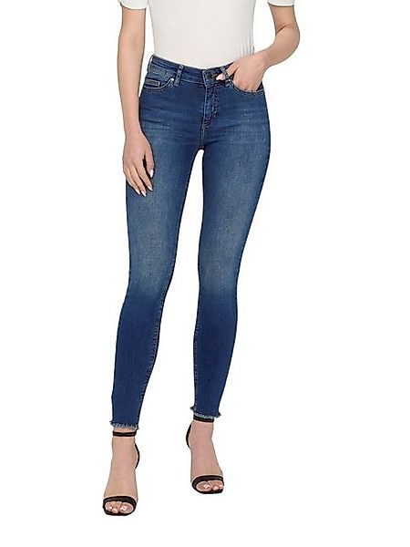 Only Damen Jeans onlBLUSH MID ANK RAW JEANS REA1303 - Skinny Fit - Blau - D günstig online kaufen