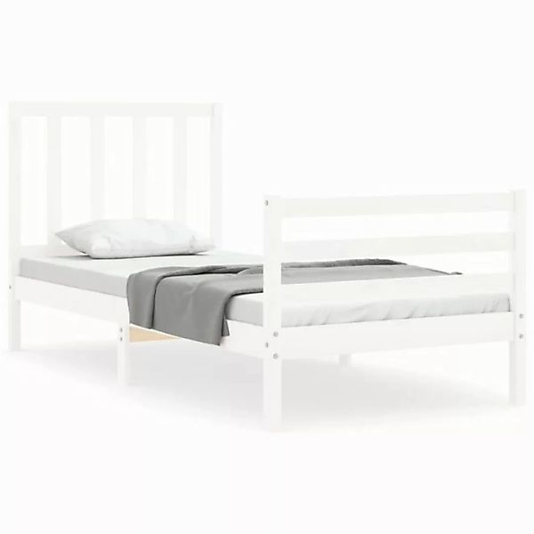 vidaXL Bett Massivholzbett ohne Matratze Weiß 100x200 cm Kiefernholz günstig online kaufen