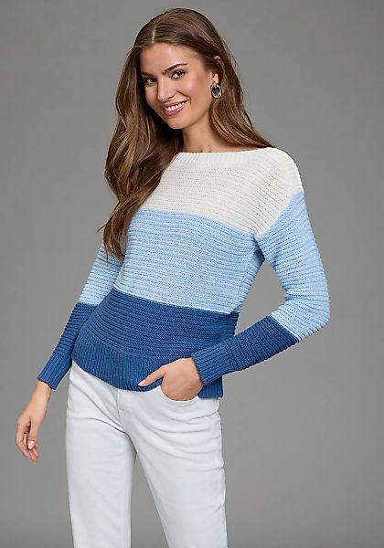 Laura Scott Streifenpullover leichter Übergangspullover mit Strukturstrick günstig online kaufen