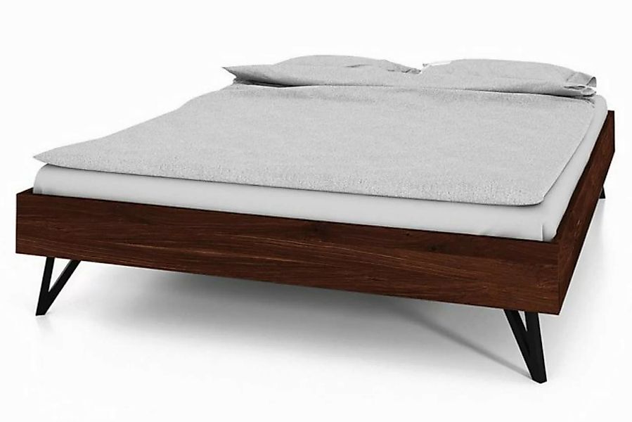 Natur24 Einzelbett Rolo Bett 90x200 cm Wildeiche choco massiv mit Metallbei günstig online kaufen