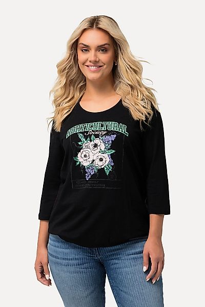 Ulla Popken T-Shirt Shirt Blumenmotiv Gummisaum günstig online kaufen
