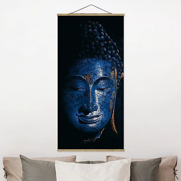 Stoffbild Buddha mit Posterleisten - Hochformat Delhi Buddha günstig online kaufen