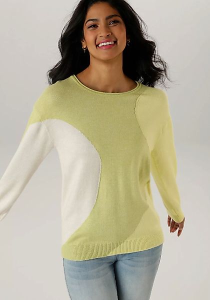 Aniston SELECTED Strickpullover, mit Rollkante am Rundhalsausschnitt günstig online kaufen