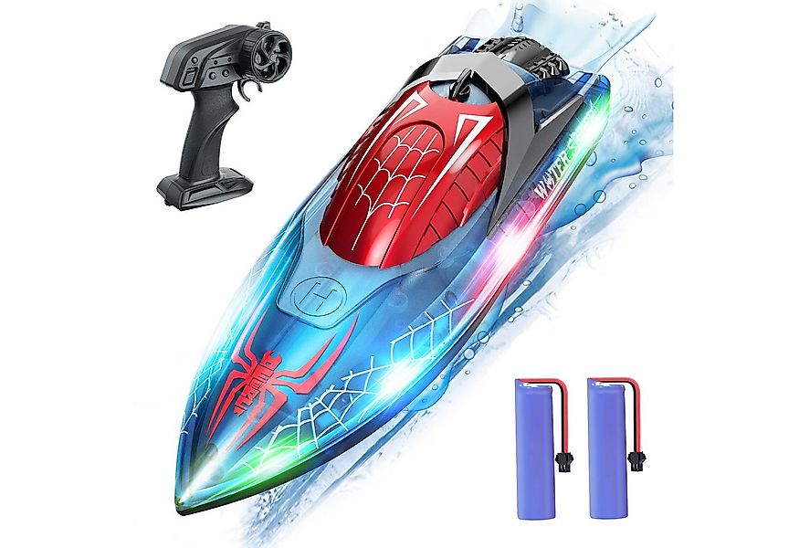 DEERC RC-Boot mit LED, 15 km/h, 2 Akkus, 80 Min Laufzeit, Spielzeug ab 8 Ja günstig online kaufen
