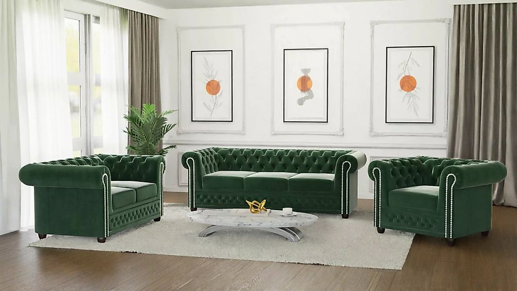 S-Style Möbel Polstergarnitur Chesterfield Lena mit Schlaffunktion 3+2+1 Sa günstig online kaufen