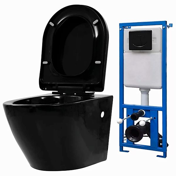Hänge-toilette Mit Unterputzspülkasten Keramik Schwarz günstig online kaufen
