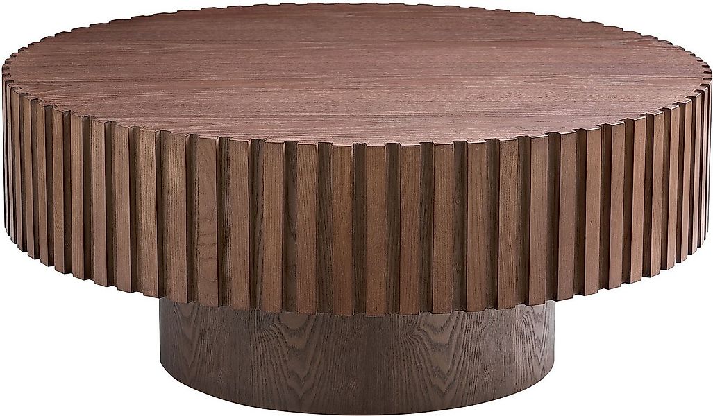 SalesFever Couchtisch rund mit Massivholz-Lamellen Ø 80 cm (1-St), Moderner günstig online kaufen