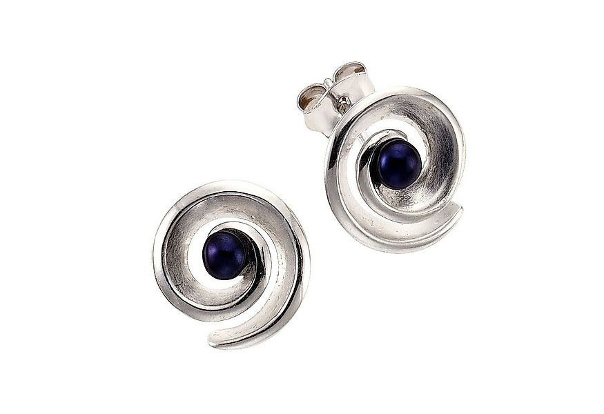 Zeeme Paar Ohrstecker Silber 925 rhodiniert mit 2 schwarzen Perlen günstig online kaufen