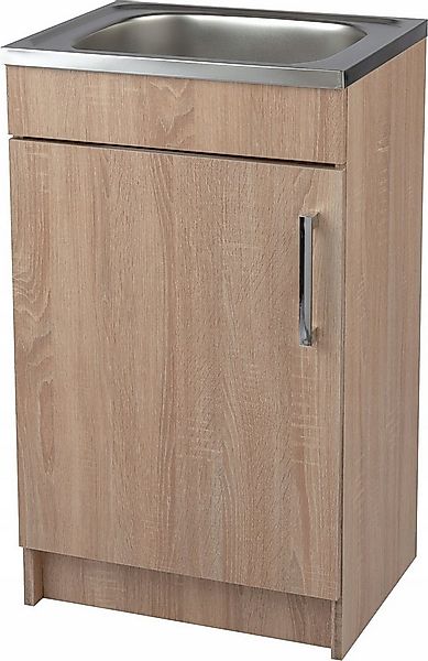 STAMAR Spülenschrank Küchenschrank 50cm Sonoma Spüle Edelstahl Siphon ohne günstig online kaufen
