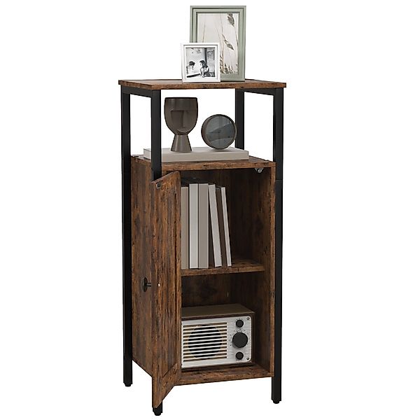 HOMCOM Beistelltisch  Spanplatte Stahl Rustikal-Braun 34L x 30B x 80H cm günstig online kaufen