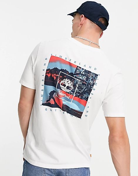 Timberland – Summer Seasonal – T-Shirt in Weiß mit kastenförmigem Rückenpri günstig online kaufen