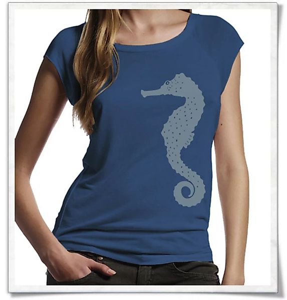 Seepferdchen Bambus T-shirt In Denim Blau günstig online kaufen