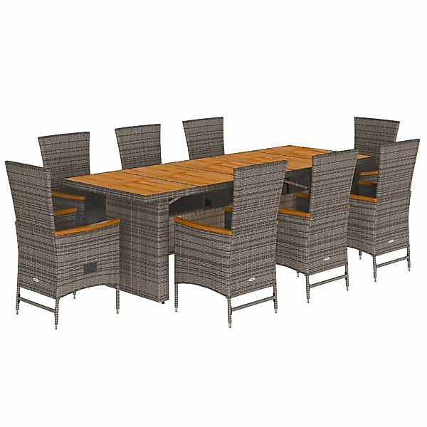 vidaXL 9-tlg Garten-Essgruppe mit Kissen Grau Poly Rattan Modell 77 günstig online kaufen