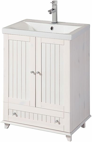 welltime Waschtisch "Venezia" Badmöbel, aus massiver Kiefer, mit Keramikbec günstig online kaufen