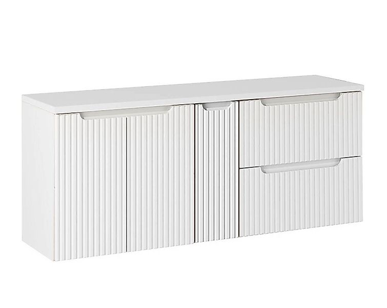 einfachgutemoebel Waschtisch-Set Bad Waschplatz ILUNA White 140cm Schub & T günstig online kaufen