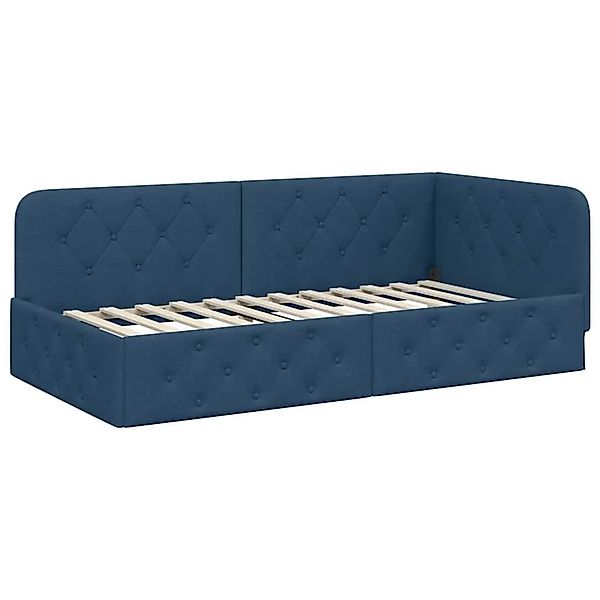 vidaXL Eckbettgestell mit Kopfteil Blau 90 x 200 cm Stoff 42016502 günstig online kaufen