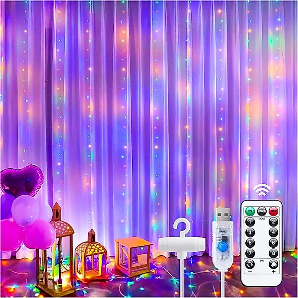 Sunicol LED-Lichtervorhang Wasserdicht 3M Wasserfall Lichterkette günstig online kaufen