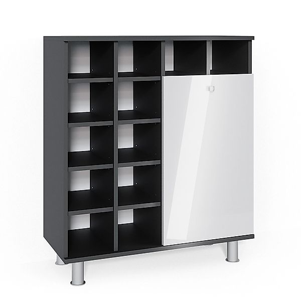 Vicco Badschrank Fynn Weiß Hochglanz/Anthrazit 79 x 92 cm günstig online kaufen