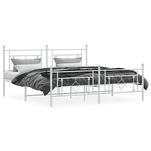 vidaXL Bettgestell mit Kopfteil und Fußteil Metall Weiß 183x213 cm 374411 günstig online kaufen