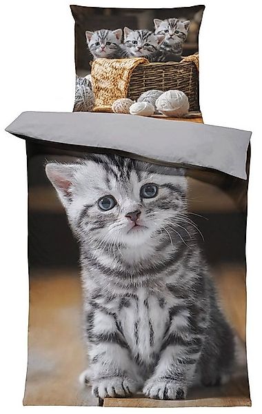 One Home Bettwäsche Little Kitty, Mikrofaser, 2 teilig, mit süßen Katzen We günstig online kaufen