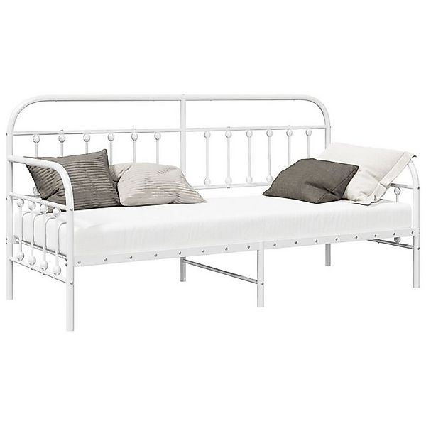 vidaXL Bett Tagesbettgestell in Weiß 75x190 cm aus Stahl (1-tlg) günstig online kaufen