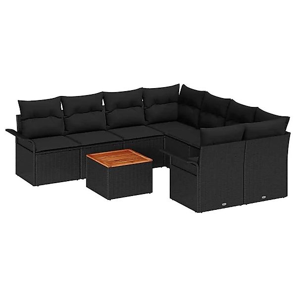 vidaXL Gartensofa-Set mit Speicher 9 Stk Schwarz Poly-Rattan 3355979 günstig online kaufen