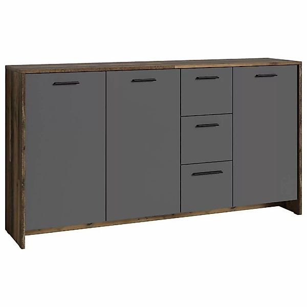 Sideboard BEN Eiche Old Wood Nachbildung anthrazit B/H/T: ca. 153x83x35 cm günstig online kaufen