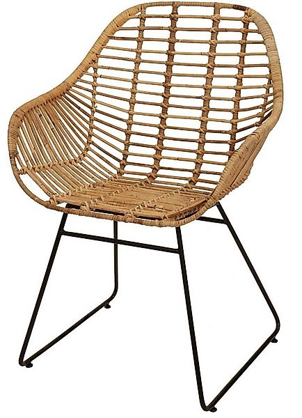 Krines Home Esszimmersessel Rattan Retro Sessel mit Armlehne 50er Korbsesse günstig online kaufen