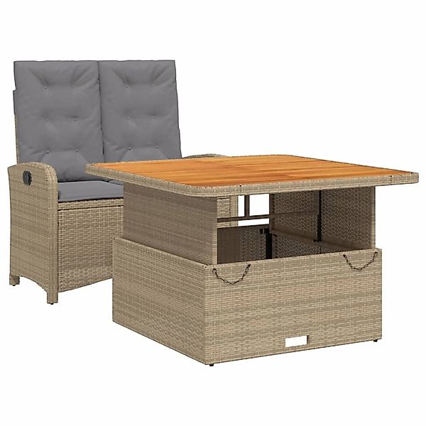vidaXL 2-Tlg Garten-Essgruppe mit Kissen Beige Poly Rattan 3277367 günstig online kaufen