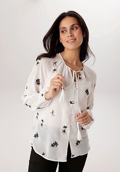 Aniston SELECTED Chiffonbluse mit modischer Blumenstickerei - NEUE KOLLEKTI günstig online kaufen