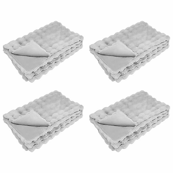 vidaXL Kunstfell Kaninchenfell Decke 4 Stk Grau 220 x 240 cm Polyester 4202 günstig online kaufen