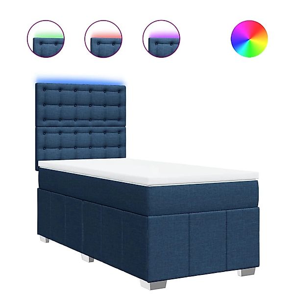 vidaXL Boxspringbett mit Matratze Blau 90x200 cm Stoff 3293871 günstig online kaufen
